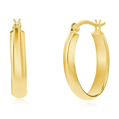 Sterling Silver Or Gold Plated Over 9x25mm Oval Hoop Earrings