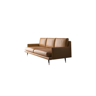 Marin 86.61" Faux Leather Round Arm Sofa In Burnt Orange