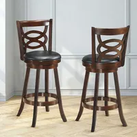 Set Of 2 Bar Stools 29'' Height Wooden Swivel Backed Dining Chair Home Kitchen