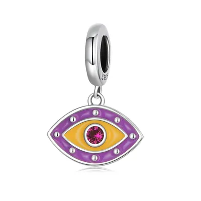 Sterling Silver Multi Colored Eye Dangling Charm