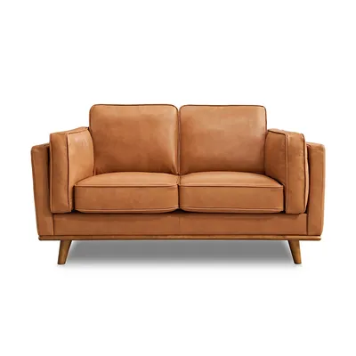 Artisan Sofa Leather | Premium Italian Rich Cognac Nappa 11000 Leather, Wood Frame And Legs, Ultimate Comfort