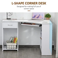 L-shaped Corner Desk With Drawer And Shelves