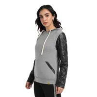 Women's Pullover Sweatshirt With Quilted Sleeves