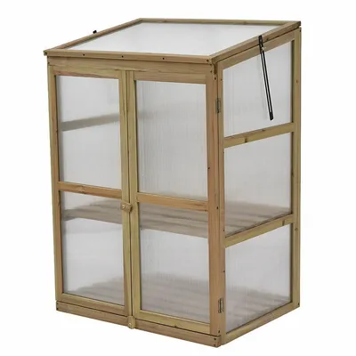 Costway Garden Portable Wooden Greenhouse Cold Frame Raised Plants Shelves Protection