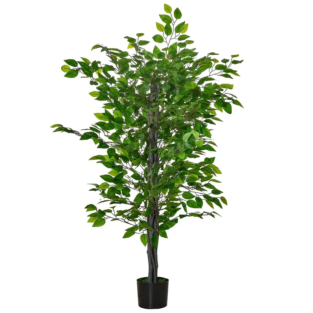4.5ft Artificial Ficus Tree Tall Fake Plant In Pot