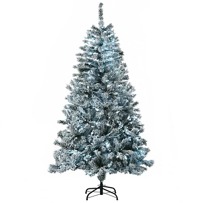 6ft Artificial Snow Flocked Christmas Tree With Led Light