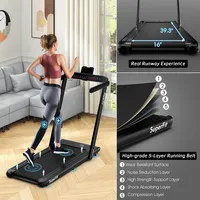 Superfit 2.25hp 2 In 1 Dual Display Folding Treadmill Jogging Machine W/app Control Black