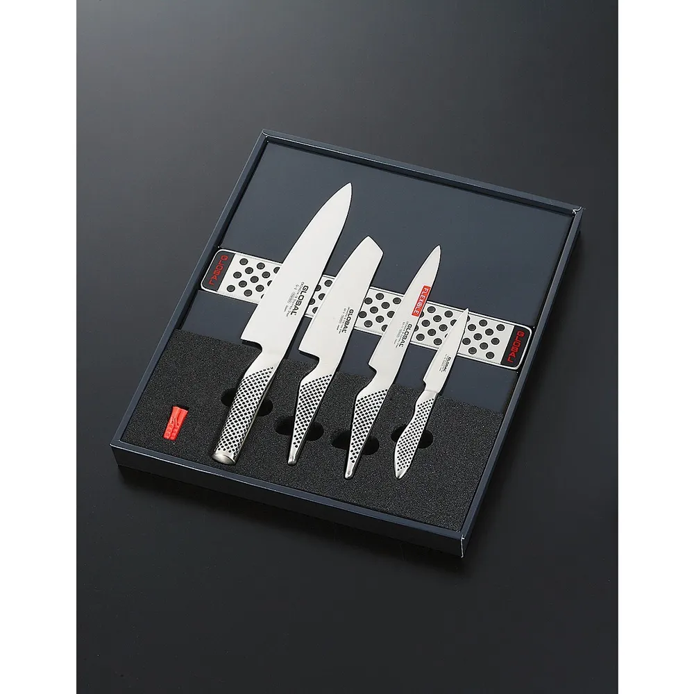 4 Piece Knife Set with Magnetic Rack