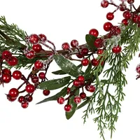 Frosted Red Berries With Leaves And Pine Artificial Christmas Wreath, 18-inch, Unlit