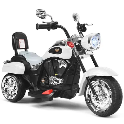 3 Wheel Kids Ride On Motorcycle 6v Battery Powered Electric Toy White