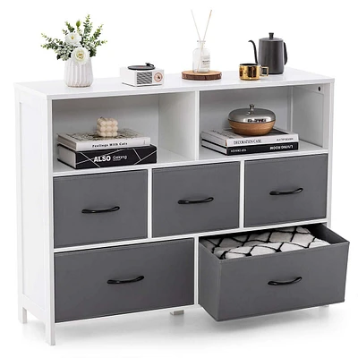 5/7-drawer Dresser For Bedroom Chest Of Drawers With 2 Large Fabric Bins White