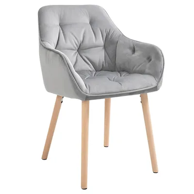 Set Of 2 Tufted Dining Chairs With Beech Legs