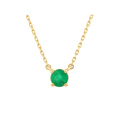 Necklace With Emerald In 10kt Yellow Gold