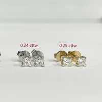 14k Gold Princess Cut Canadian Diamond Solitaire Stud Earrings