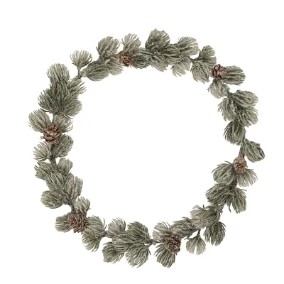12" Mini Frosted Pine Christmas Wreath With Pine Cones
