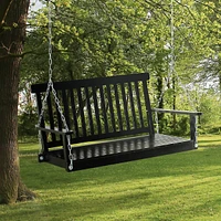 2-seater Porch Swing Chair With Slatted Design For Garden