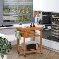 Bamboo Kitchen Cart Island With Towel Rack