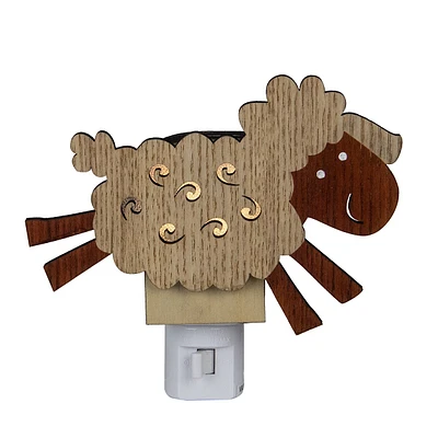6" Wooden Led Leaping Sheep Night Light
