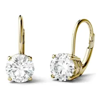 14k Yellow Gold & 2.00 Ct. T.w. Round Created Moissanite Leverback Earrings
