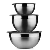 3-piece Mixing Bowl Set With Silicone Sealed Glass Lids