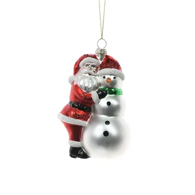 Hanging Santa Claus And Snowman Ornament (pack Of 2)