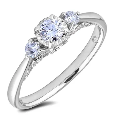 18k White Gold 0.45 Cttw Forevermark Certified Diamond Trilogy Three Stone Ring