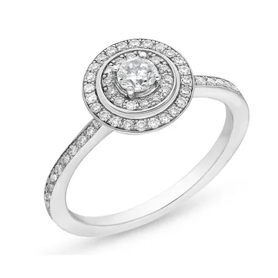 Canadian Dreams 14k White Gold 0.50 Ctw Canadian Diamond Round Double Halo Ring