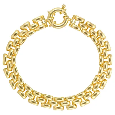 18kt Gold Plated 8" 3 Row Pantera Link Bracelet