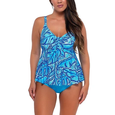 Women's Seaside Vista Marin Loose-fit Underwire Shirring Swimwear Tankini Top