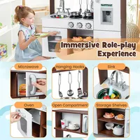 Costway Kids Kitchen Playset Pretend Play Kitchen Toy With Realistic Sounds & Lights