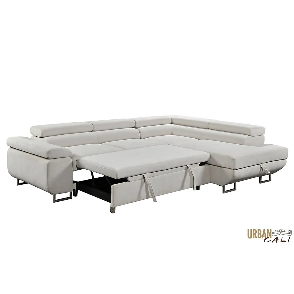 Hollywood Sleeper Sectional Sofa Bed With Adjustable Headrests And Storage Chaise