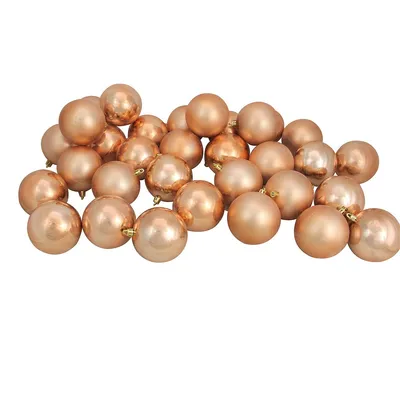 60ct Almond Brown Shatterproof 2-finish Christmas Ball Ornaments 2.5" (60mm)