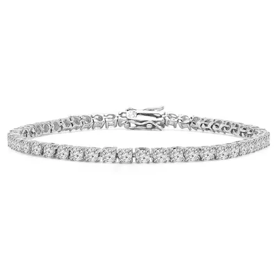 12 Ct Round White Cubic Zirconia Bracelet 0.925 White Sterling Silver