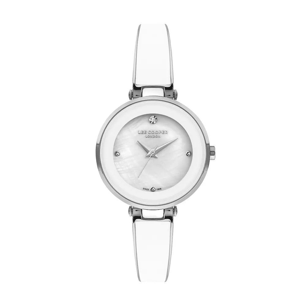 Ladies Lc07412.320 3 Hand Silver Watch With A White Metal Band And A White Dial