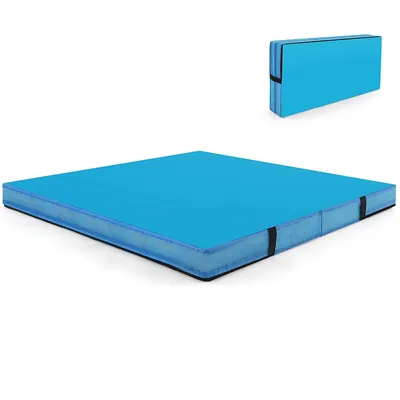 4'x4'x4'' Bi-folding Gymnastic Tumbling Mat W/handles For Home Gym Yoga Mma Blue