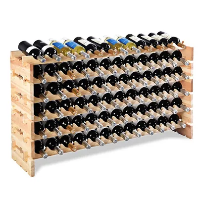 72 Bottle Wood Wine Rack Stackable Storage 6 Tier Storage Display Shelves