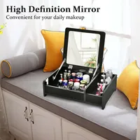2-in-1 Vanity Dresser W/ Flip-top Mirror Tabletop Storage Box Makeup Laptop