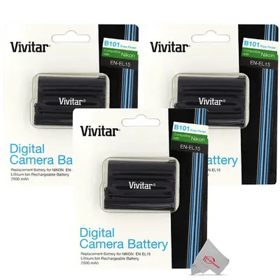 3x Vivitar Nikon En-el15 Replacement Battery For Nikon Z5 Z6 Z7 D500 D750 Camera