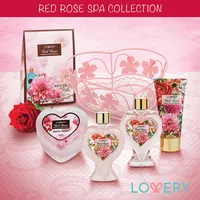 Home Spa Gift Basket - Red Rose Scent In Heart Shaped Wire Basket