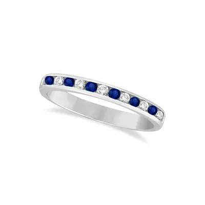 Channel-set Blue Sapphire And Diamond Ring 14k Gold (0.40ct