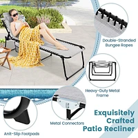 Patio Folding Chaise Lounge Chair Portable Sun Lounger With Adjustable Backrest Grey/navy