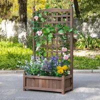 Raised Garden Bed Wood Planter Box With Trellis