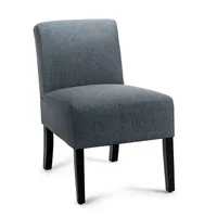 Accent Chair Fabric Upholstered Leisure Chair Single Sofa With Wooden Legs Grey