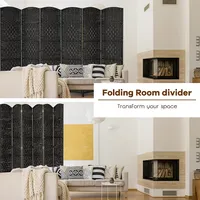 6-panel Room Divider 6ft Weave Fiber Folding Privacy Screen