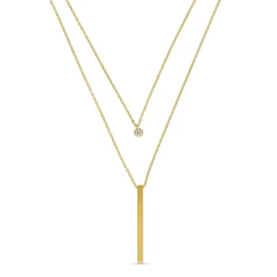 10kt 18" Gold Bar Double Chain Necklace