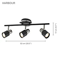 3 Head Track Light, 20.5'' Width, From The Harbour Collection, Brushed Nickel And Black