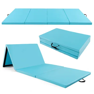 10' X 4' X 2" 4-panel Folding Exercise Mat With Carrying Handles For Gym Yoga