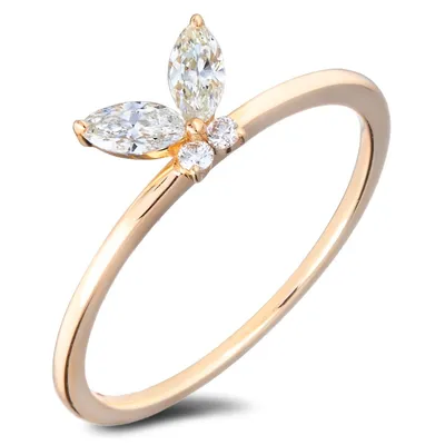 10k Yellow Gold 0.26 Cttw Canadian Diamond Butterfly Stackable Ring