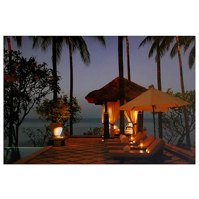 Led Lighted Tiki Hut Relaxation Scene Canvas Wall Art 23.5"