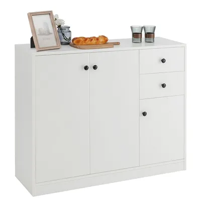 Buffet Cabinet Kitchen Buffet Sideboard W/ 3 Doors & 2 Drawers & Adjustable Shelf